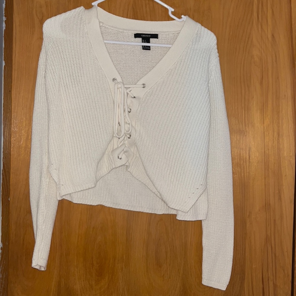 White Cropped Sweater